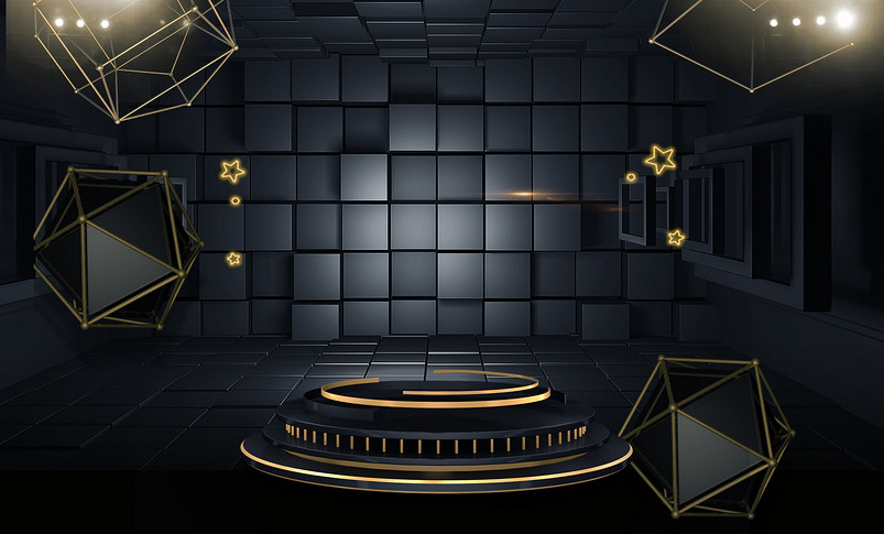 黑色炫彩金属感几何体机械器材直通车背景