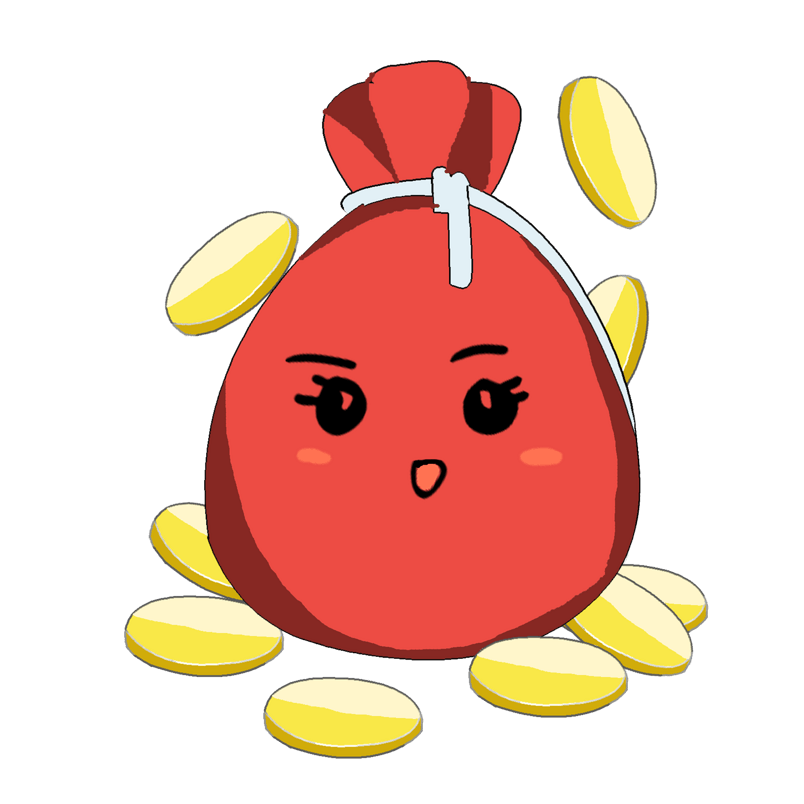 手绘卡通福袋金币插画