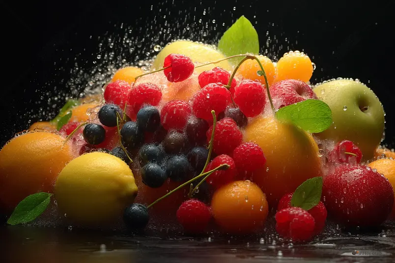 堆满的诱人水果拍摄