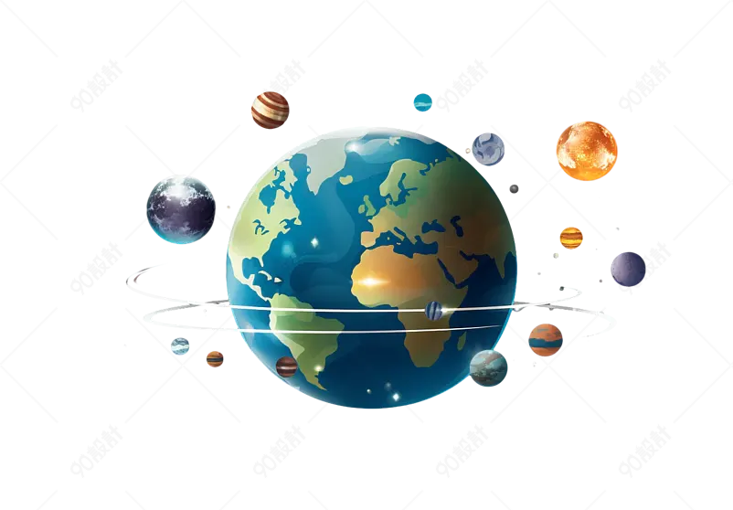 科技能源环保地球空间宇宙太空星球手绘图