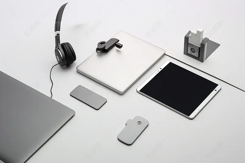 灰色背景里的电子产品电脑手机