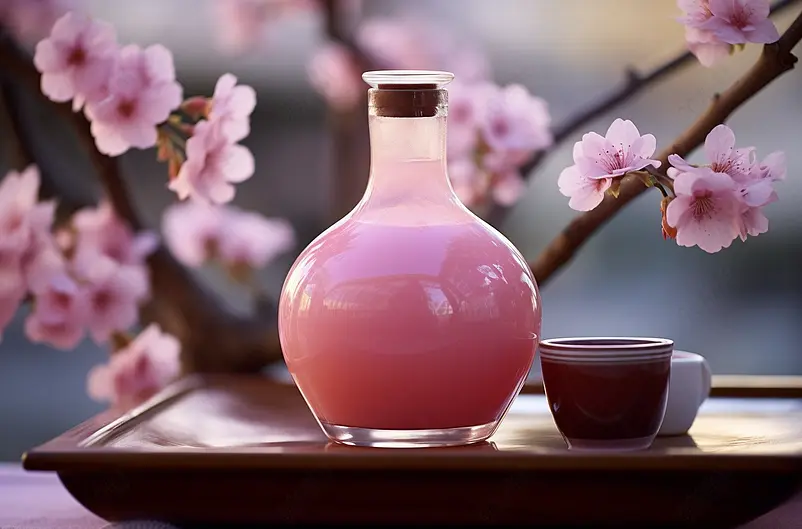 文艺氛围桃花酒宣传照片