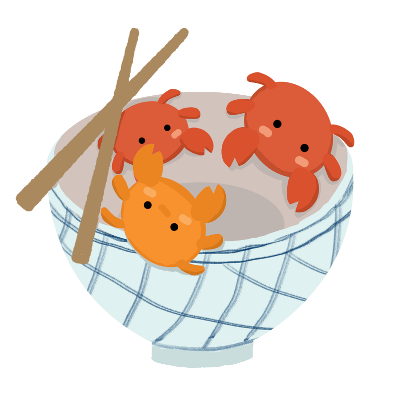 手绘卡通美食螃蟹插画