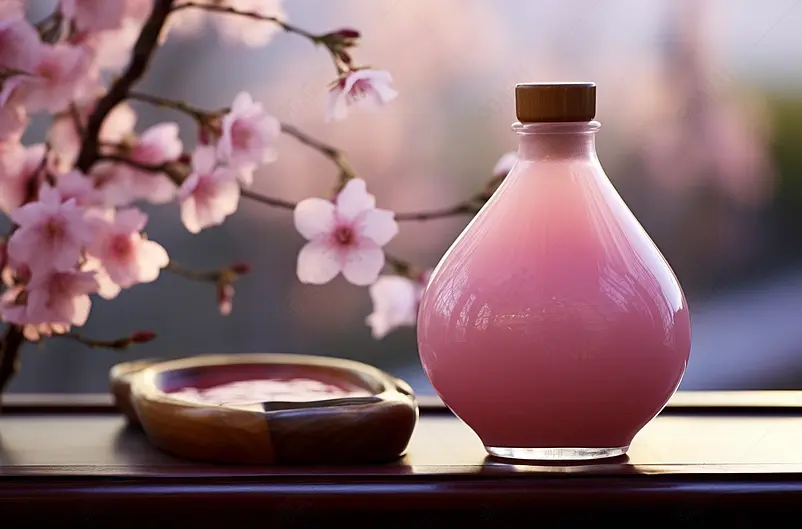 文艺氛围桃花酒宣传照片