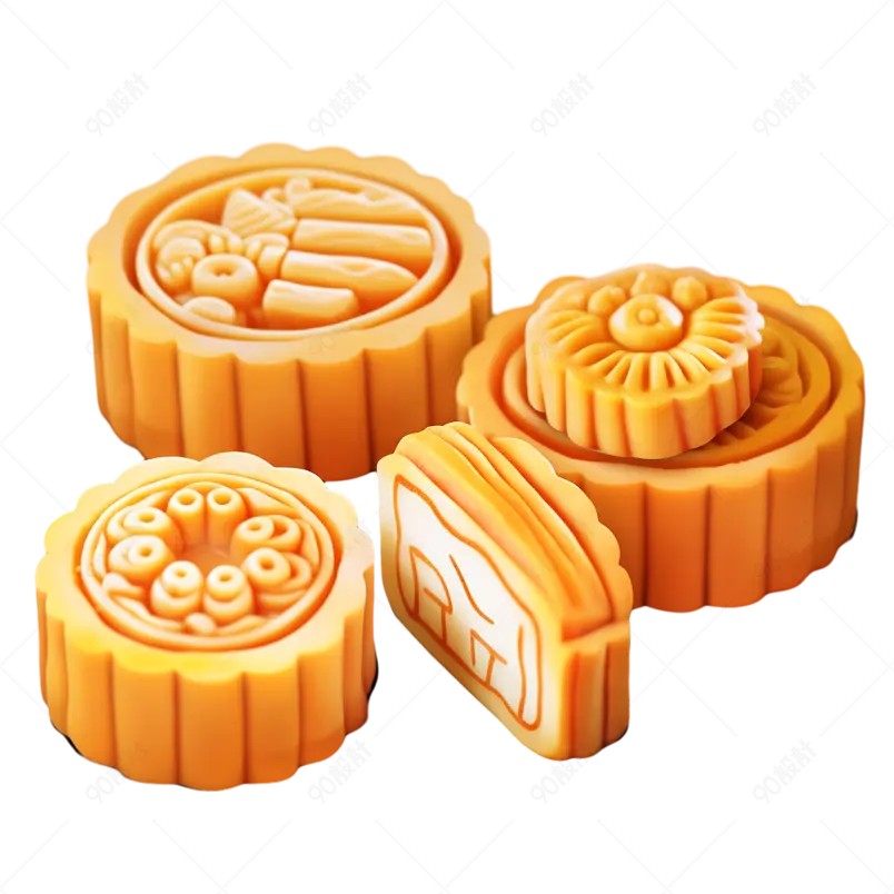 中秋节蛋黄月饼传统美食切开的月饼