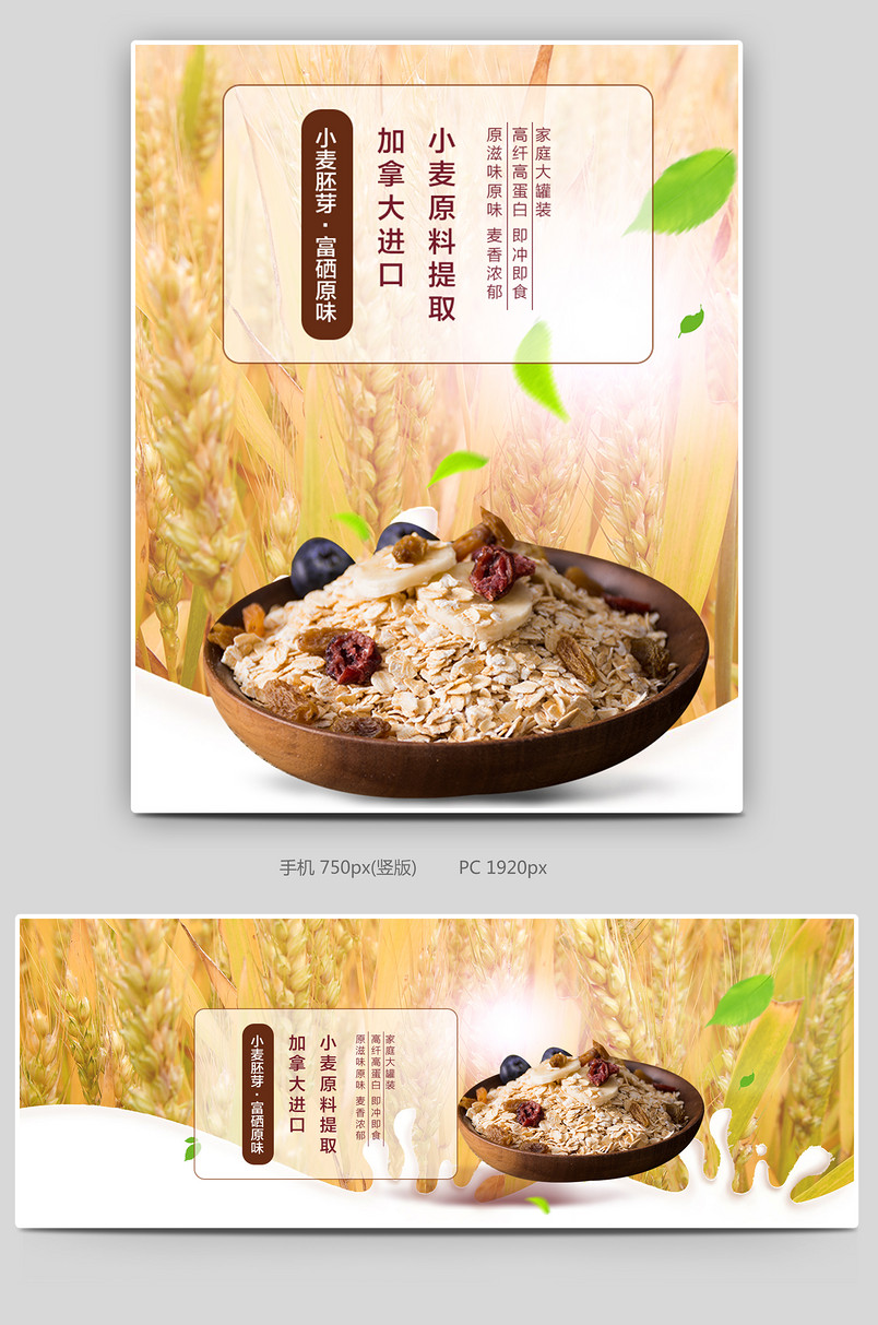 进口燕麦麦片早餐营养海报