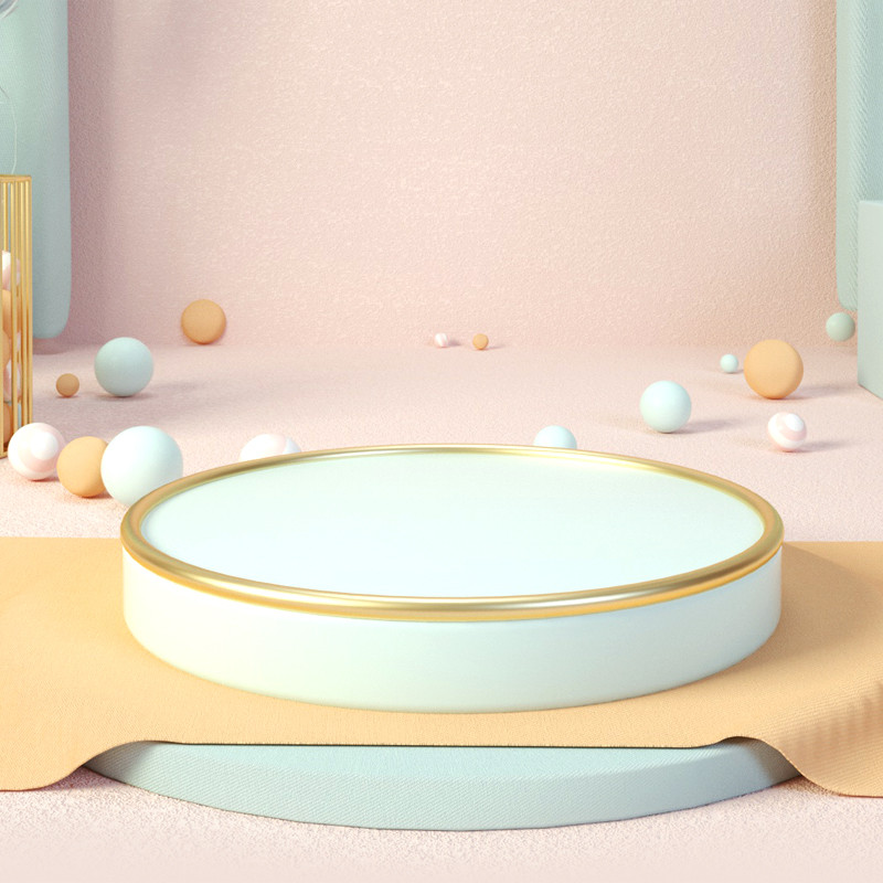 粉色时尚简约摄影空间展台母婴玩具背景主图