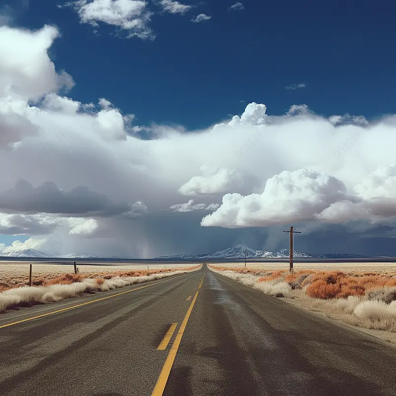 美国，内华达州，温尼姆卡，通往地平线上白云的高速公路