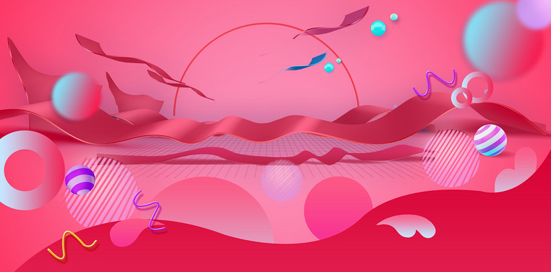 红色促销节日几何悬浮元素数码家电海报背景