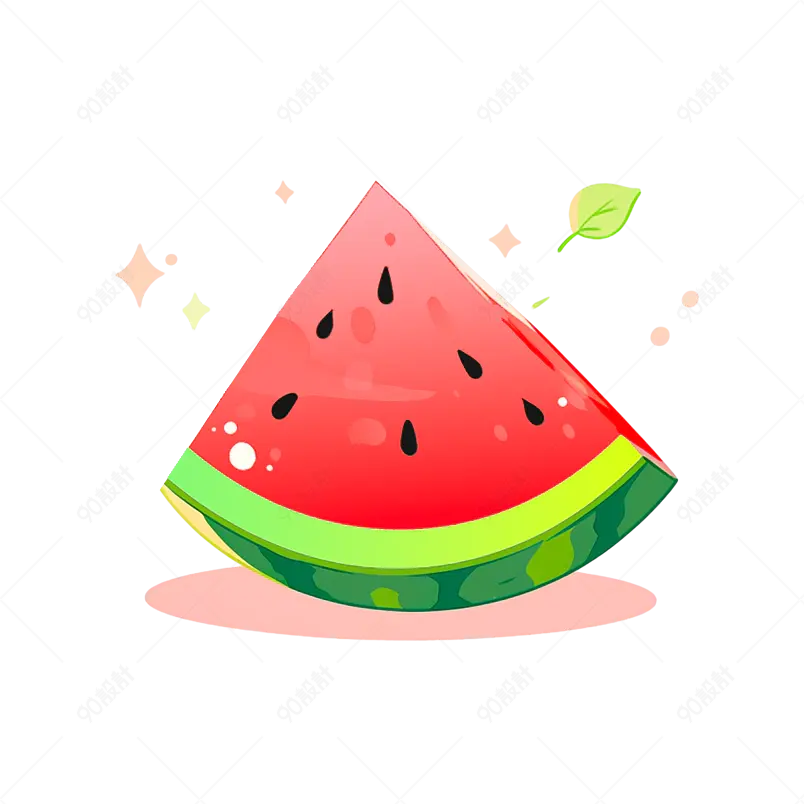 卡通的夏季水果西瓜解暑解渴切开西瓜