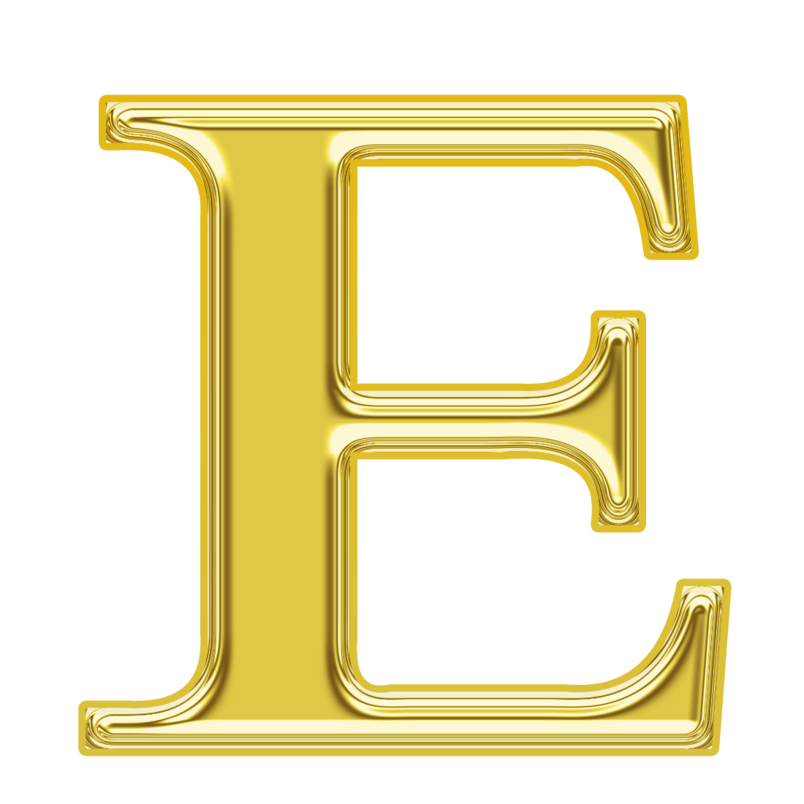 金色金属质感字母E
