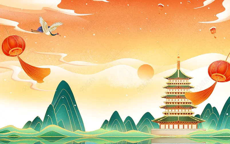 中国风国潮风格电商平面广告背景图