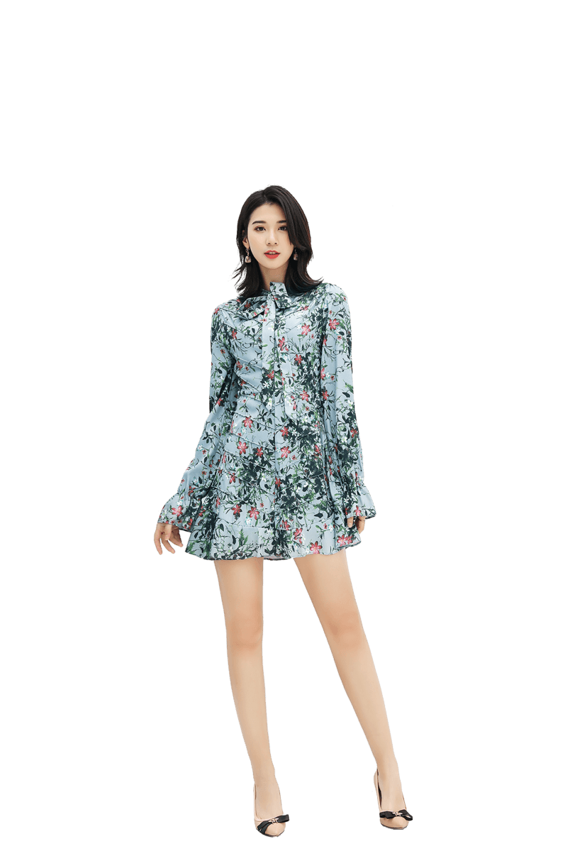 秋装碎花裙女美丽时尚女模特女生