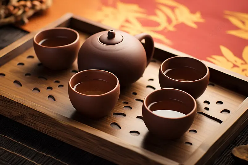 紫砂茶具组合中国茶文化摄影真实