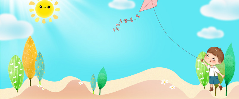 蓝色时尚可爱手绘六一儿童节促销海报