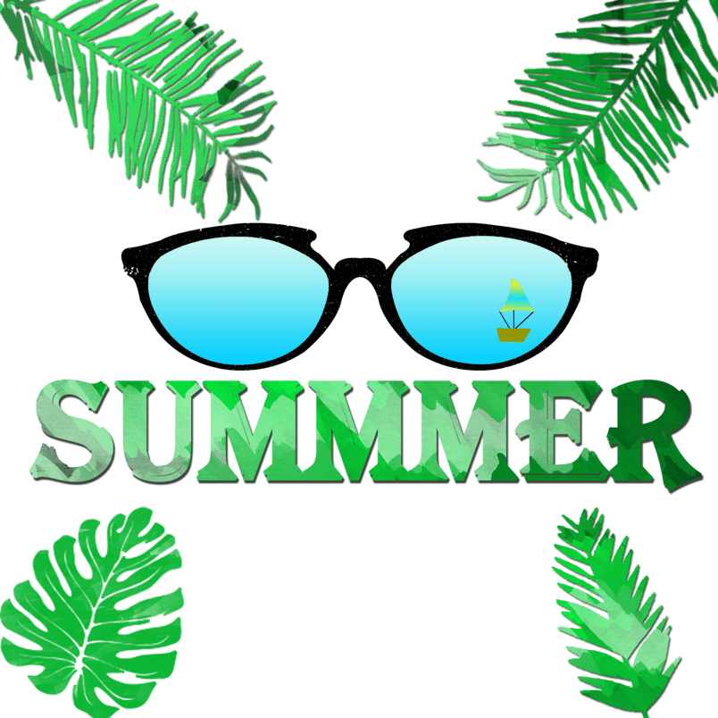 夏天绿色清新热带植物墨镜