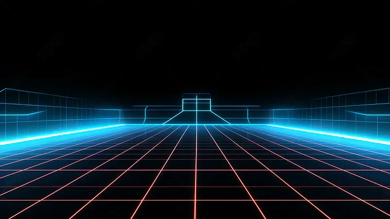 80年代适合以1980年代风格设计的数字网络地面景观的反转式SciFi背景未来地貌网格科学菲合适的