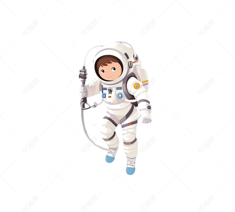 蓝紫色宇航员探秘星球航天空间宇宙太空月球科技星球手绘图