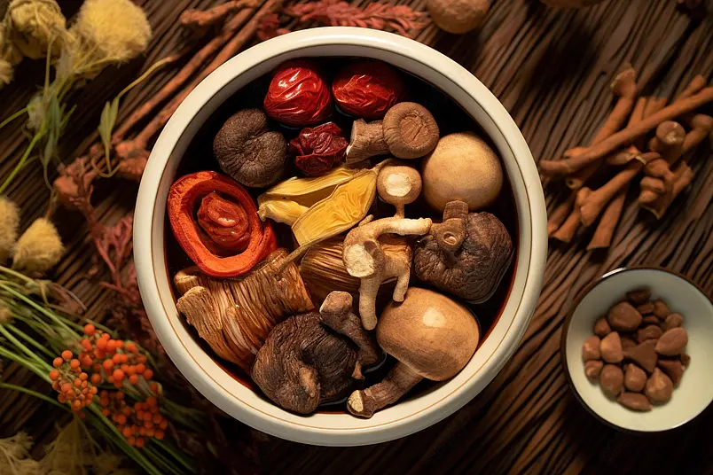 清晰的摄影图高清的图片电商产品拍摄美食美味食物木桌上的滋补养生汤