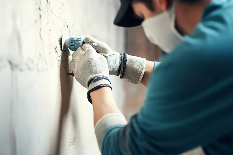 铁锤钻墙木工修理工装修石膏板改造房间建设者工人家务房子