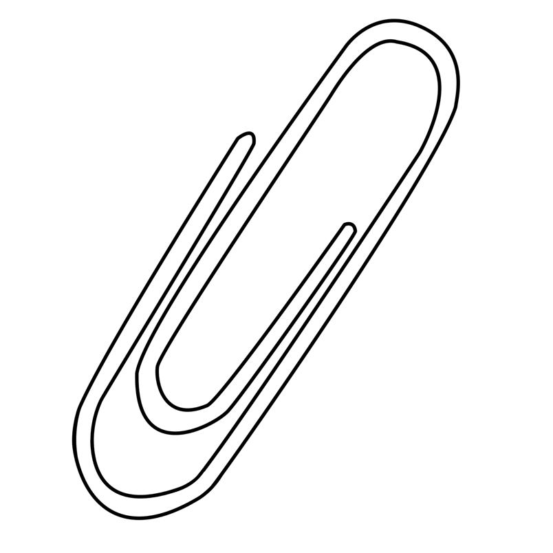手绘黑白线条回形针素材