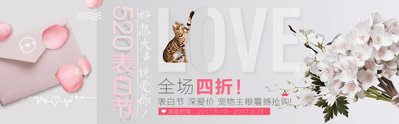 唯美清新浪漫表白节宠物活动全屏海报
