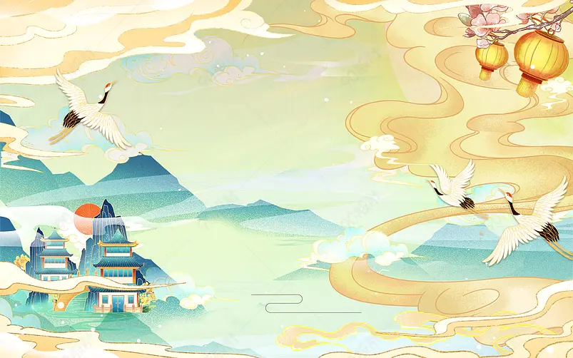 中国风国潮风格电商平面广告背景图