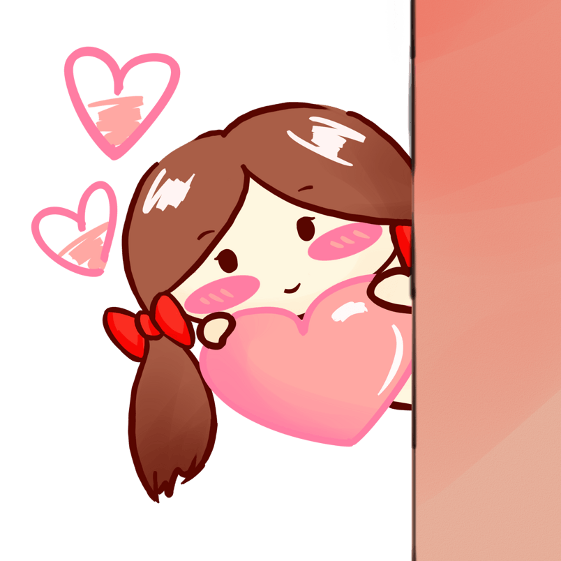 女孩 粉色 探头爱心 png