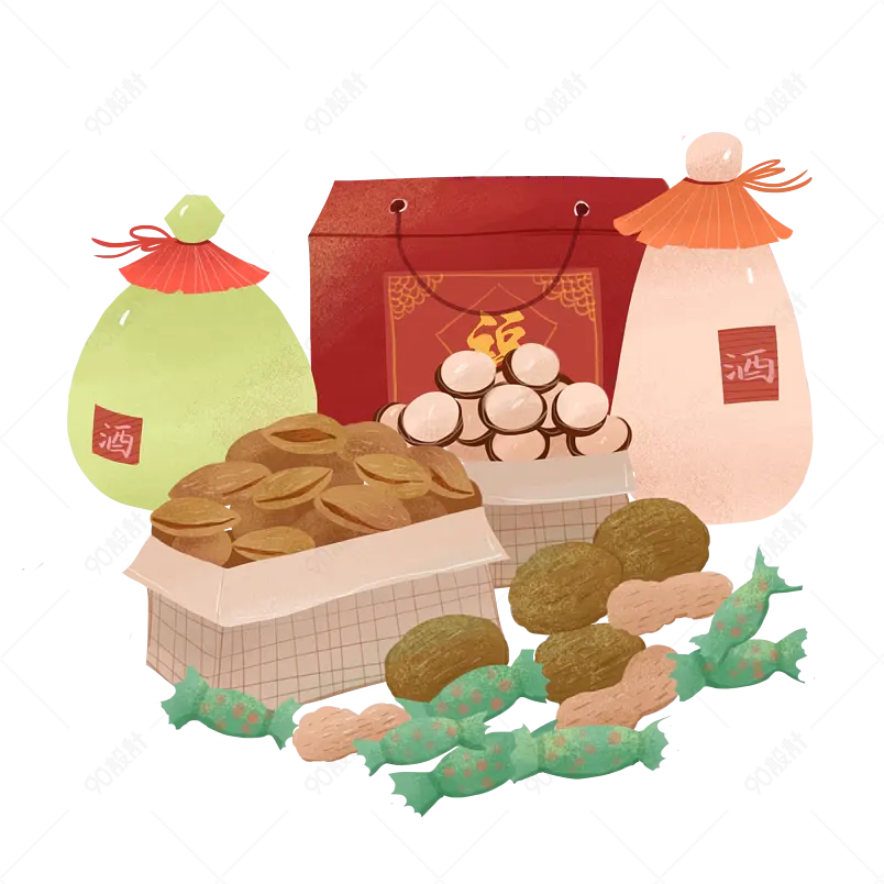 年货节买年货春节中国节日手绘插画