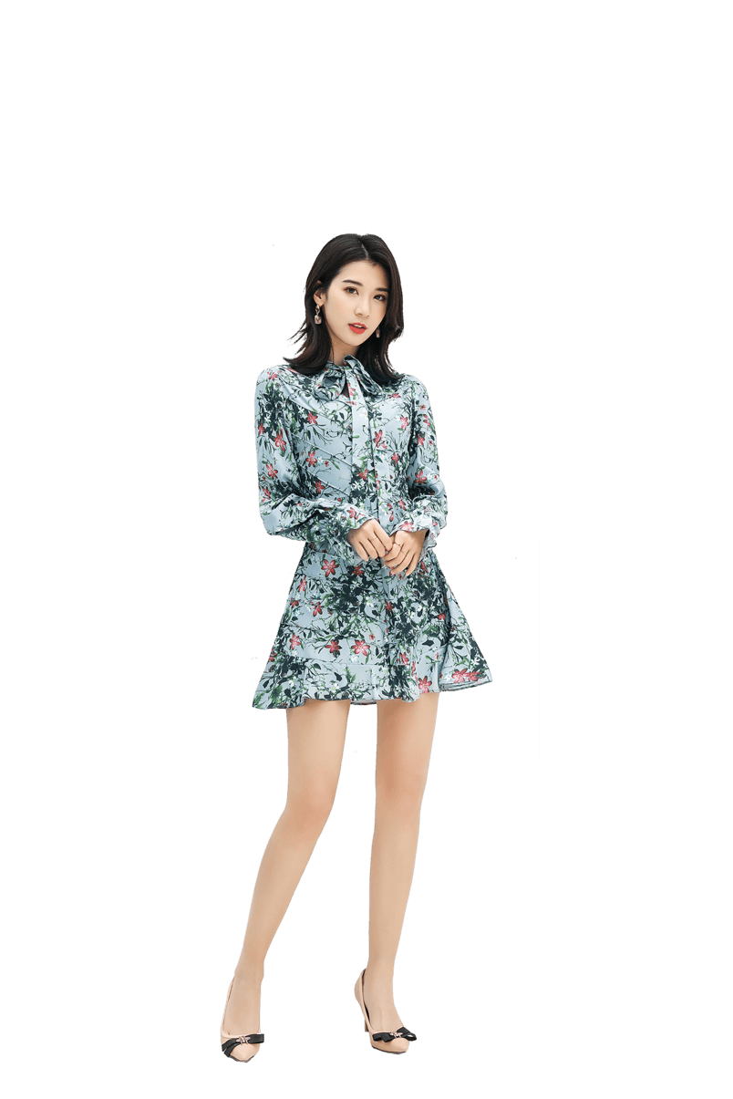 秋装碎花裙女美丽时尚女模特女生