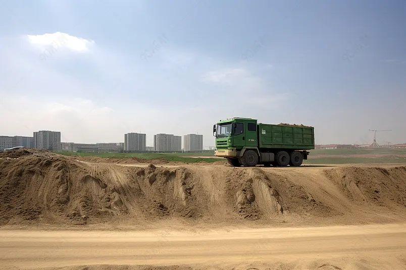图片海报设计背景广告设计素材元素工地上的土方车