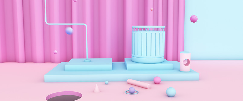 粉色撞色拼接条纹c4d女鞋箱包海报背景
