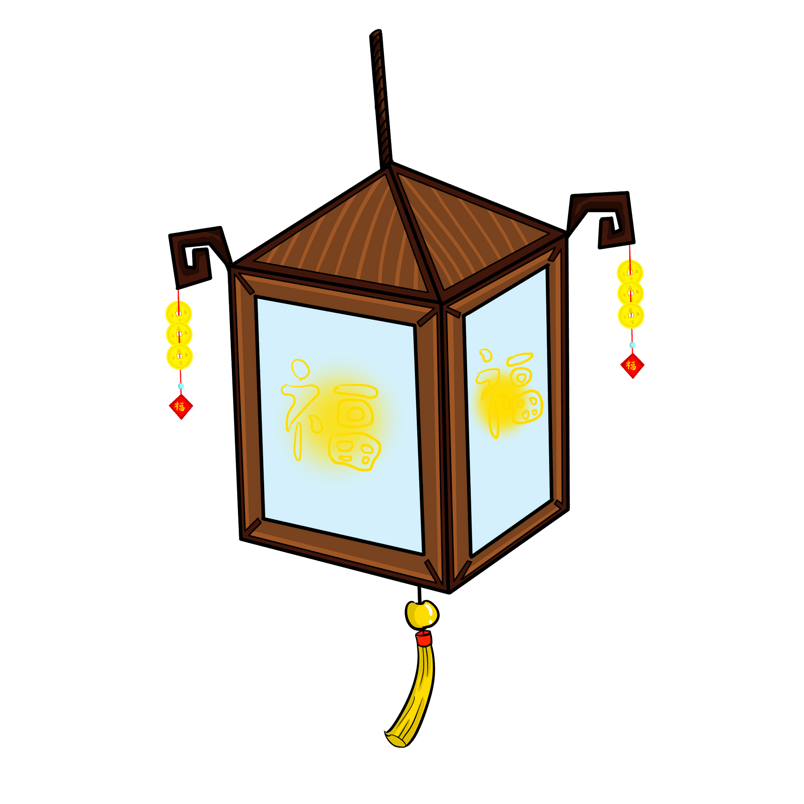 新年褐色的灯笼插画