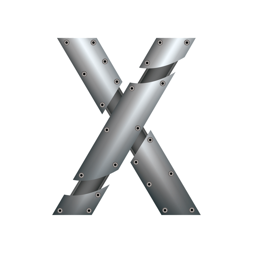 金属质感字母字体X
