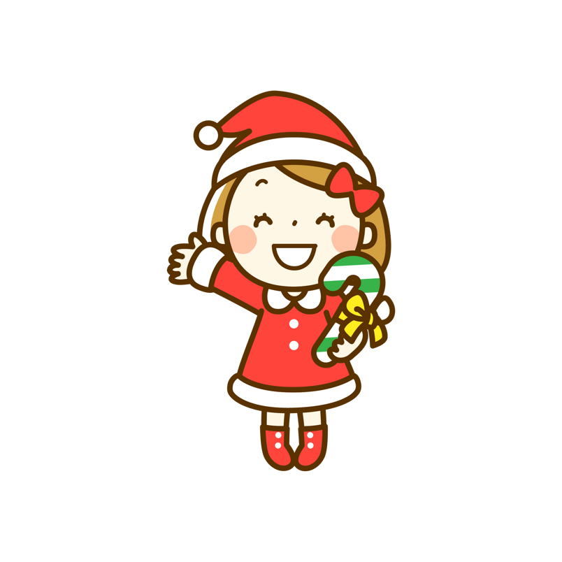 圣诞节红绿配色可爱小女孩庆祝