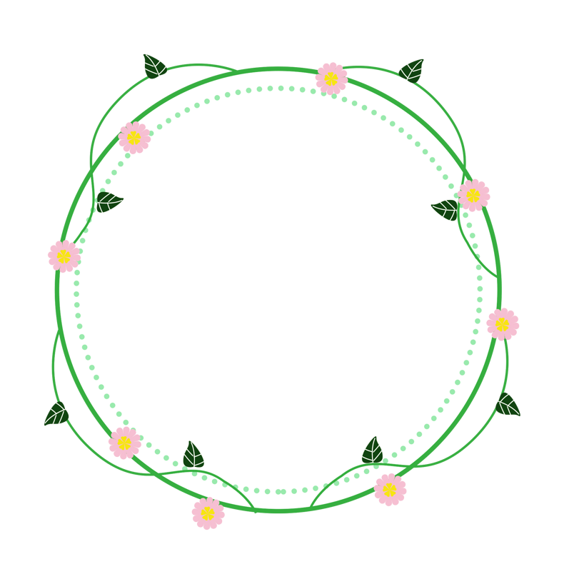 春天小清新树叶花朵边框元素设计