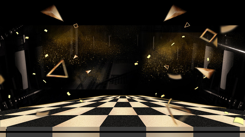 黑色炫彩悬浮彩带几何体机械器材直通车背景