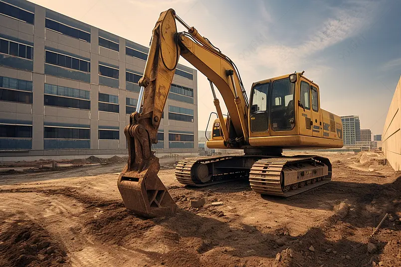 海报设计背景广告设计素材元素施工工地挖掘机