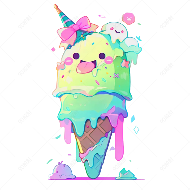 夏天多巴胺元素甜筒冰淇淋可爱手绘