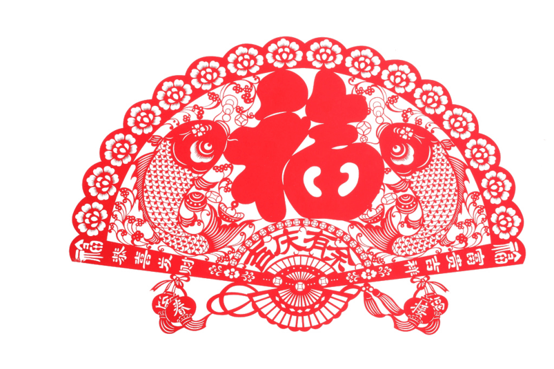 春节红色福字窗花剪纸