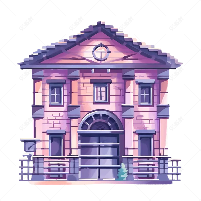 紫色居民楼房屋元素设计