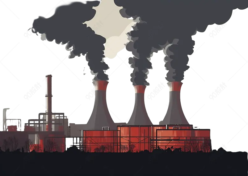 工厂工业浓烟空气污染单位建筑插画手绘