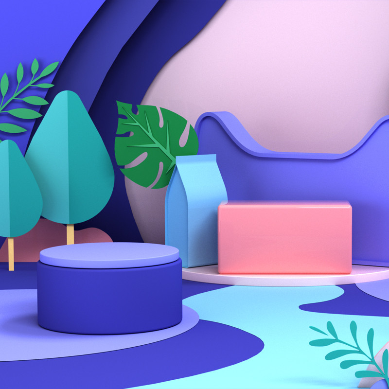 时尚简约c4d纯色化妆品展示台背景图主图