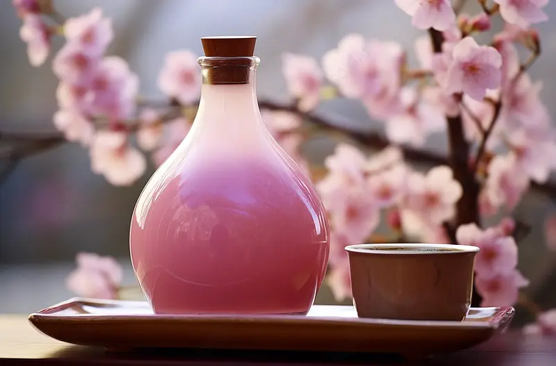 文艺氛围桃花酒宣传照片