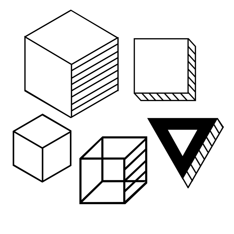 小元素几何体线稿立方体活动元素背景元素