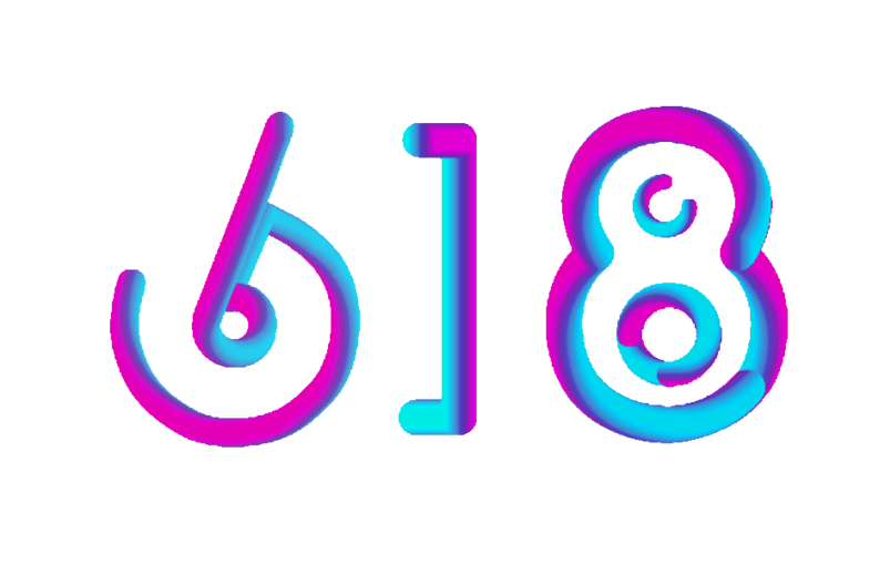 618理想狂欢百货年中大促艺术字体