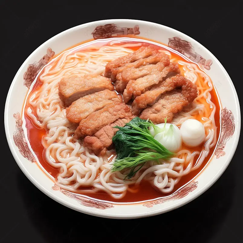 猪排面肉排面条蔬菜美食