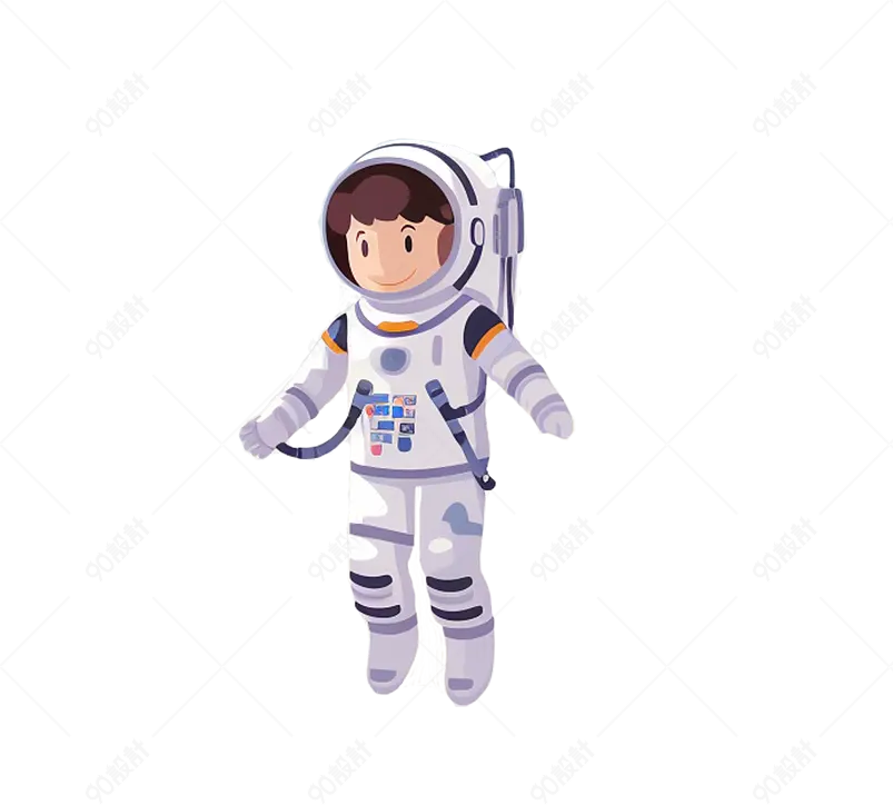蓝紫色宇航员探秘星球航天空间宇宙太空月球科技星球手绘图