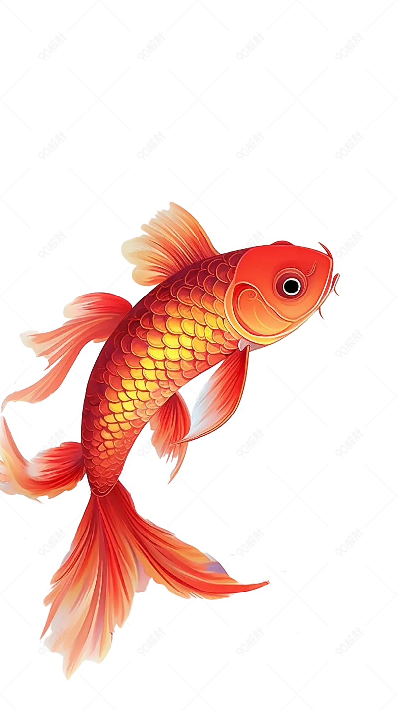 红色吉祥物锦鲤鲤鱼新年素材插画手绘