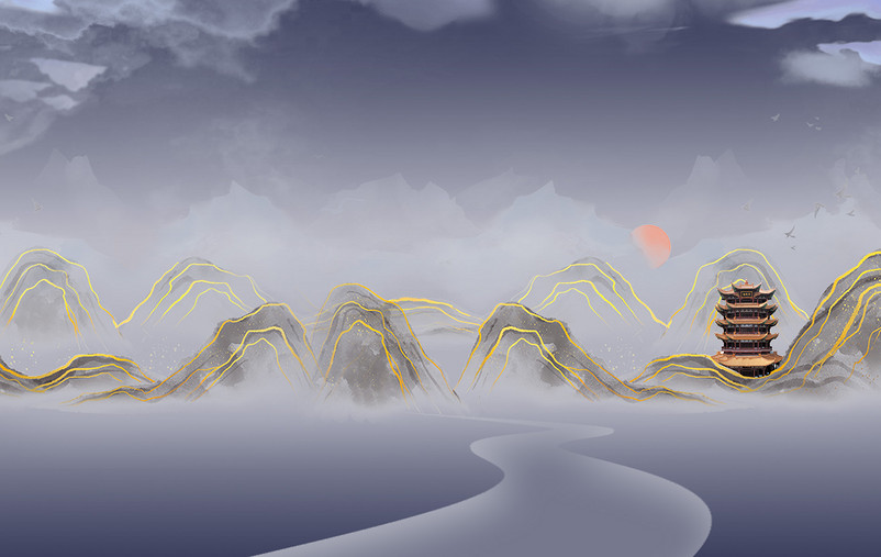 古风复古鎏金ppt背景